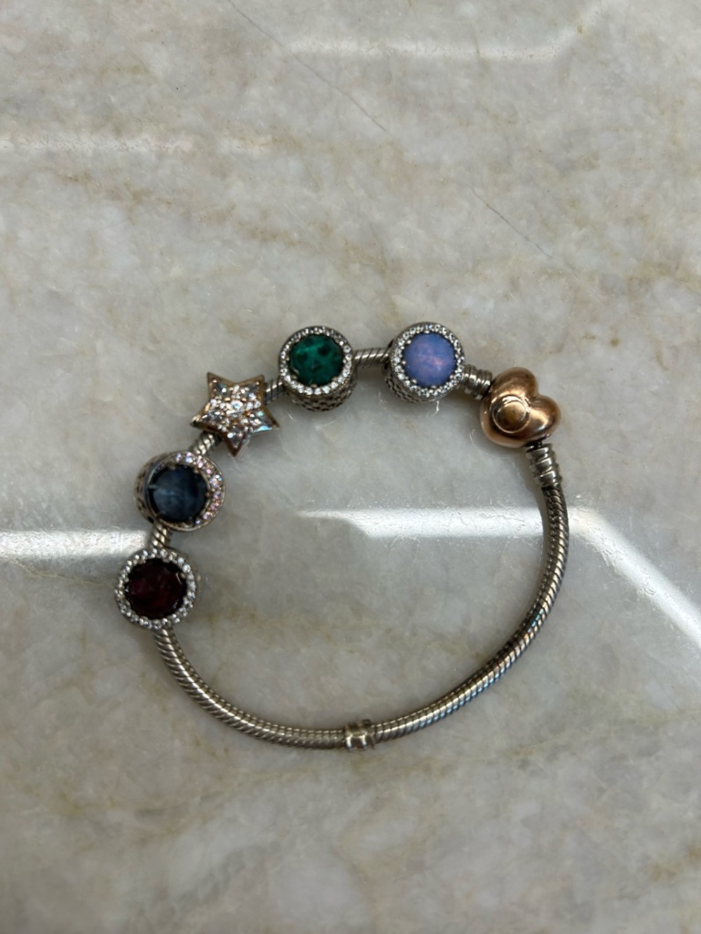 Pandora bracelet and gem charms - Picture 4 of 6